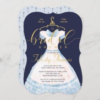 alice in wonderland chic blue dress bridal shower invitation