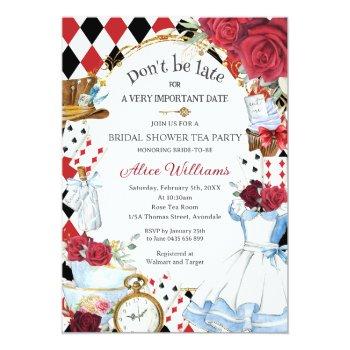 Alice In Wonderland Floral Bridal Shower Tea Party Invitation Front View