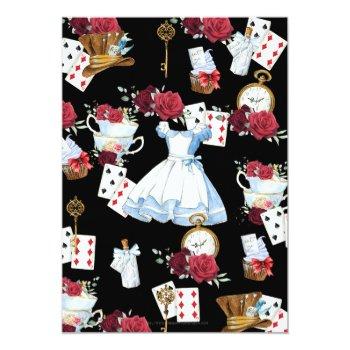 Alice In Wonderland Floral Bridal Shower Tea Party Invitation Front View