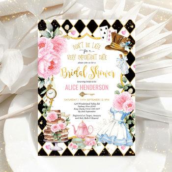 alice in wonderland mad tea party bridal shower invitation