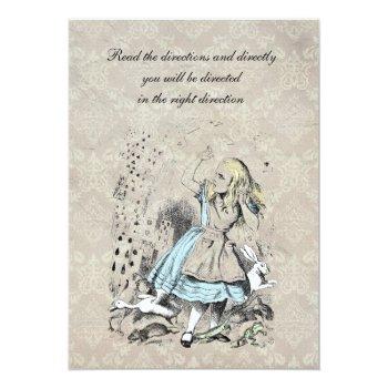 Alice In Wonderland Pink Flamingo Birthday Party Invitation Front View