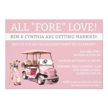 All "fore" Love, Golf Themed Engagement, Bridal Invitation Front View