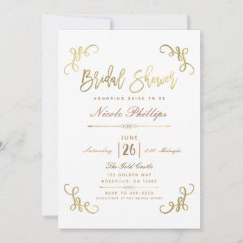 all gold faux foil bridal shower script type invitation