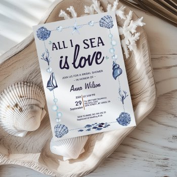 all i sea is love bridal shower watercolor seas invitation