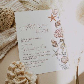 all i sea is love coastal bridal shower invitation