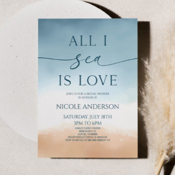 all i sea is love ocean beach shore bridal shower invitation