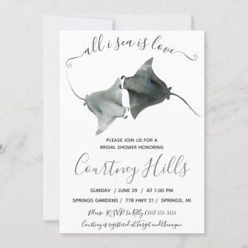 all i sea is love! two stingrays bridal shower invitation