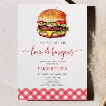 all you need is love and burgers bridal shower invitation