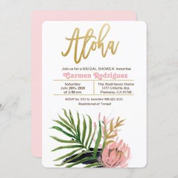 aloha tropical bridal shower floral invitation