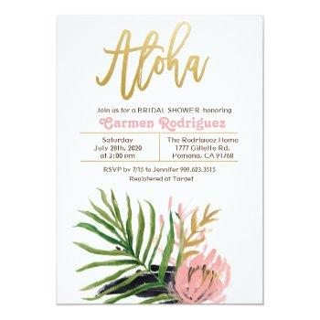 Aloha Tropical Bridal Shower Floral Invitation Front View