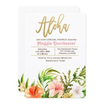 aloha tropical bridal shower floral invitation