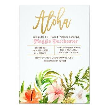 Aloha Tropical Bridal Shower Floral Invitation Front View
