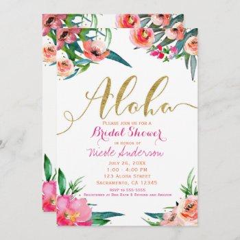 aloha tropical summer floral bridal shower invitation