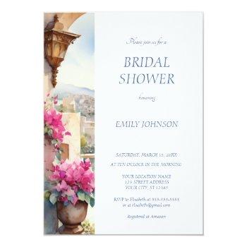 Amalfi Coast Italy Bougainvillea Bridal Shower Invitation Front View