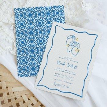 amalfi lemon handwritten bridal shower invitation