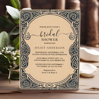 an celtic nordic fun medieval scroll bridal shower invitation