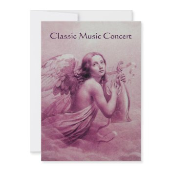 angel playing lyra over the clouds,champagne invitation