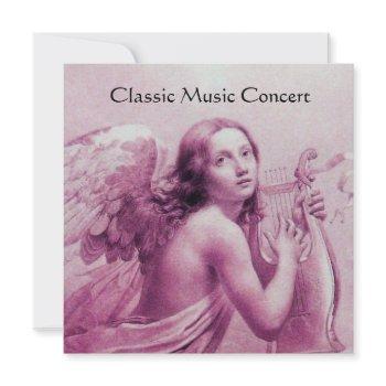 angel playing lyra over the clouds,monogram invitation