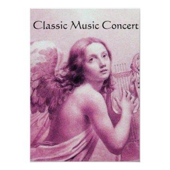 Angel Playing Lyra Over The Clouds,monogram Invitation Front View