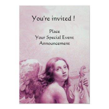 Angel Playing Lyra Over The Clouds,monogram Invitation Front View