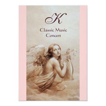 Angel Playing Lyra Over The Clouds,monogram Invitation Front View