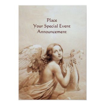 Angel Playing Lyra Over The Clouds Photo Template Front View