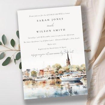 annapolis maryland watercolor couples shower invitation