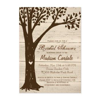 antique wood carved tree bridal shower invitations
