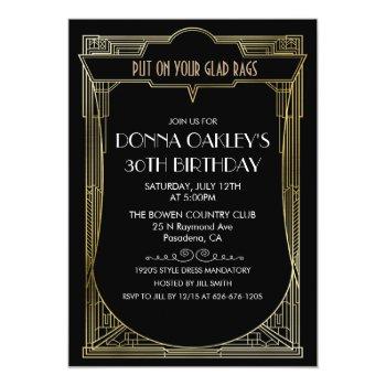 Any Age Great Gatsby Art Deco Birthday Invitation Front View