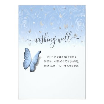 Any Color Butterfly Elegant Floral Wishing Well Enclosure Card Front View
