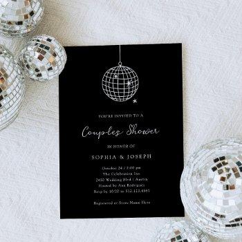 any color minimal disco ball black couples shower invitation