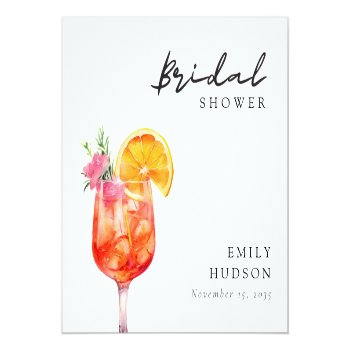 Aperol Spritz Floral Square Paper Coaster Front View