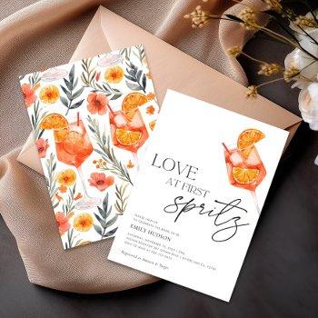 aperol spritz floral watercolor bridal shower invitation
