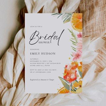 aperol spritz watercolor bridal shower invitation