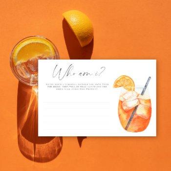 aperol spritz - who am i bridal shower game stationery