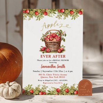 apple-y ever after red plaid bridal shower invitation