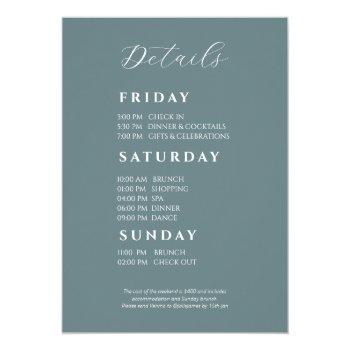 Apres Ski Bachelorette Weekend Itinerary Invitation Front View