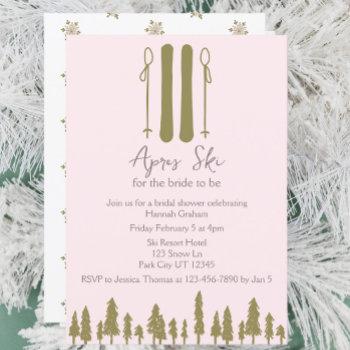 apres ski pink winter bridal shower invitation