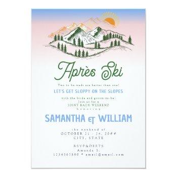Après Ski Sloppy Slopes Skiing Joint Bach Weekend Invitation Front View