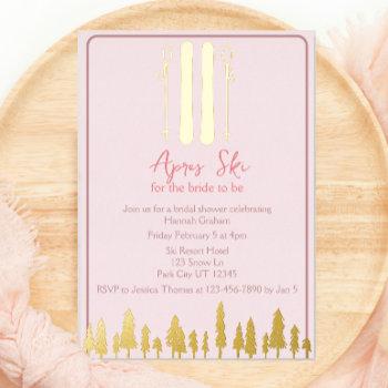 apres ski winter bridal shower foil invitation