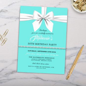 aqua elegant fancy tiffany birthday invitation