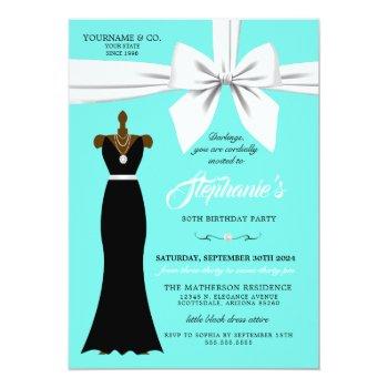 Aqua Elegant Fashion Tiffany Birthday Invitation Front View