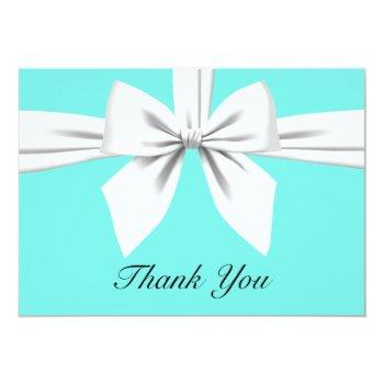 Aqua Elegant Tiffany Pearls Fancy Party Stationery Thank You Card Front View