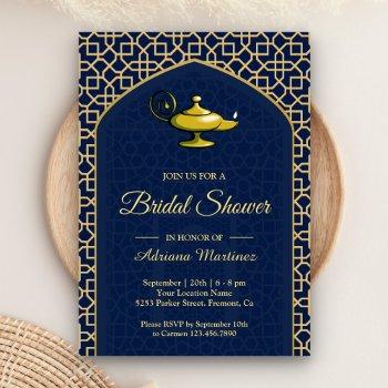 arabian nights magic lamp blue bridal shower invitation