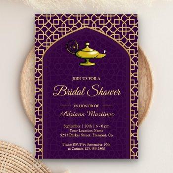 arabian nights magic lamp purple bridal shower invitation