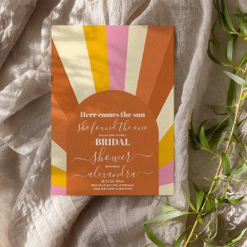 arch retro here comes the sun bridal shower  invitation