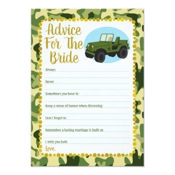Army Camo Advice For The Bride Shower Game Front View