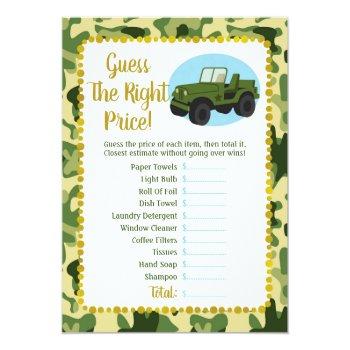 Army Camo Bridal Guess The Right Price Game Front View
