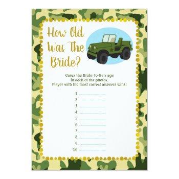Army Camo How Old Was The Bride Shower Game Front View