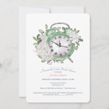 around the clock bridal shower green invitation